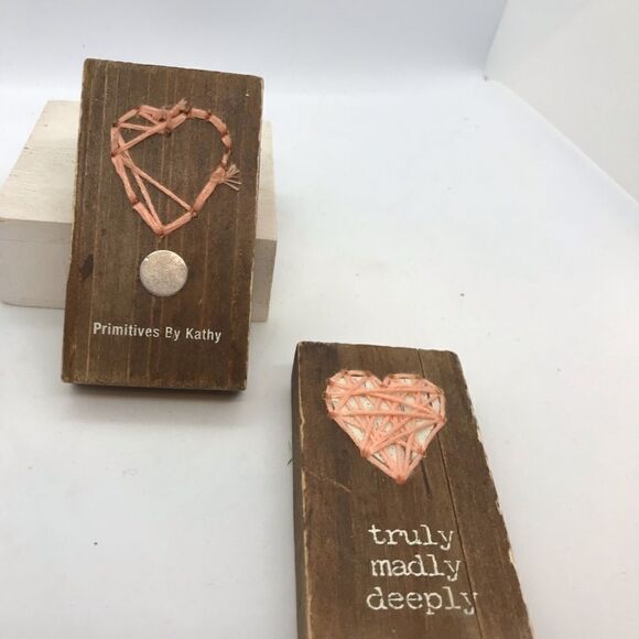 Heart Wood Magnet Set Primitives by Kathy Pink NWT - Picture 6 of 8
